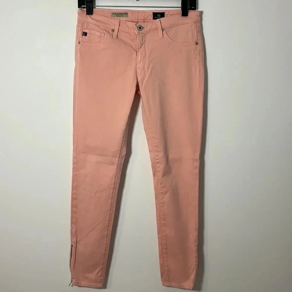 Adriano Goldschmied Zip Up Jegging Jean Ankle Women Size 27 Pink Denim Stretch‎